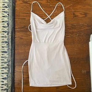 Pastel Purple Suede Backless Mini Dress